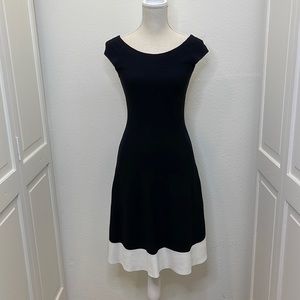 Eliza J Elegant Black and Cream Midi Dress